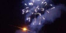 20170704_210436 Nighttime fireworks display over crowd.